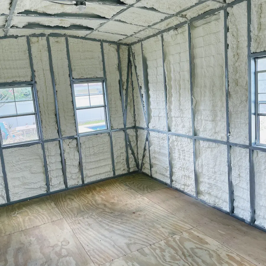 Closed-cell spray foam insulation applied to wall cavities in a residential project in Homestead Meadows South
